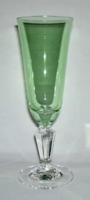 MILLER-ROGASKA ~ Vintage Crystal 6 Oz. CHAMPAGNE FLUTE (Alfresco Green)~ Austria • $32