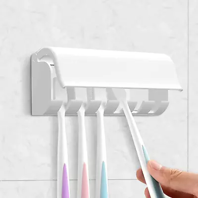 Wallmount Toothbrush Holder With Cover For Shower RV Cabinet Organizer Plastic • $14.88
