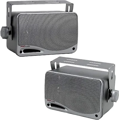 ⭐pyle 200w Waterproof Marine Outdoor Box Speakers Boat Garden Silver Free Post⭐ • £29.95