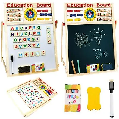 £13.79 • Buy Kids Wooden Easel 6 In1 Whiteboard Blackboard Drawing Educational Activity Board