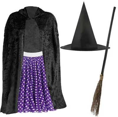 Girls World Book Day Witch On The Broom Fancy Dress Costume Character Room • £18.99