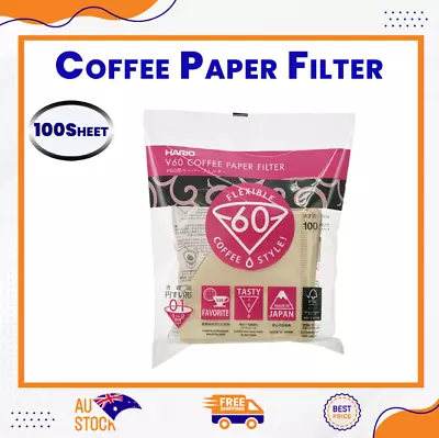 Hario V60 Paper Filter 100 Sheet-Natural Unbleached 01- Fast & Free Shipping Au • $18.22