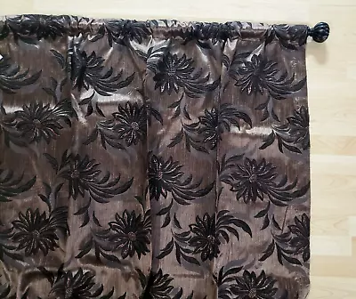 Tap Top Curtains Drapery - One Pair - Brown Color - Panel Size 52  X 96  • $22.45