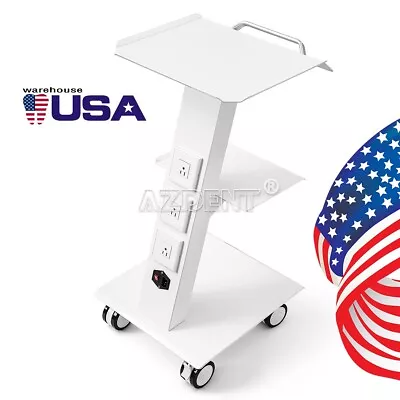 Dental Metal Medical Cart Mobile Instrument Cart Trolley With Built-in Socket • $142.99