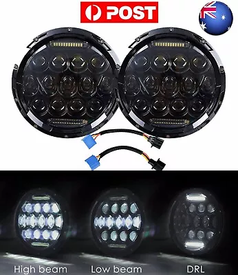 2Pcs 7  Inch Black LED Headlight DRL For Nissan Patrol MQ GQ Y60 Ford Maverick • $169.29