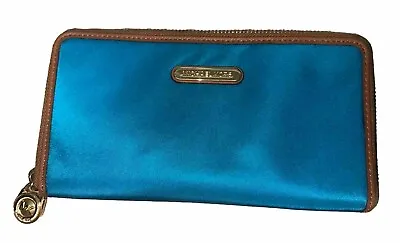 Michael Kors Blue Nylon Leather Zip Around Wallet • $21.24