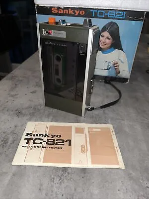 SANKYO TC-821 Cassette Dictaphone Voice Tape Recorder Boxed Mint JAPAN RARE • £49