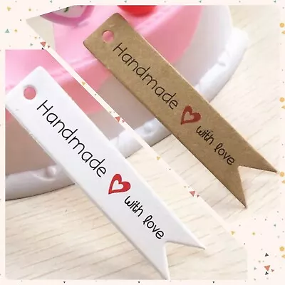 £1.90 • Buy Kraft Paper 'HANDMADE WITH LOVE' Gift Tags Labels 7x1.5cm Brown/White