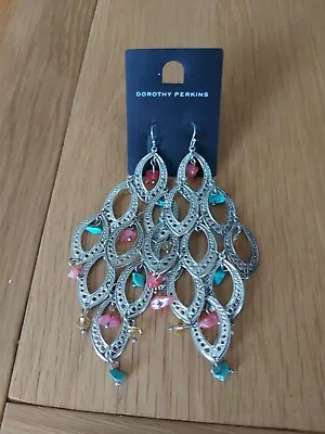 Dorothy  Perkins Long Chandelier Silver Tone Earrings • £1.99