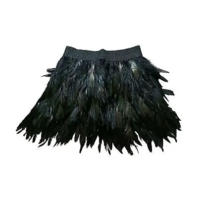 £21.36 • Buy Ostrich Feather Skirt Faux Leather Feather Trim Sexy For Routine Occasions