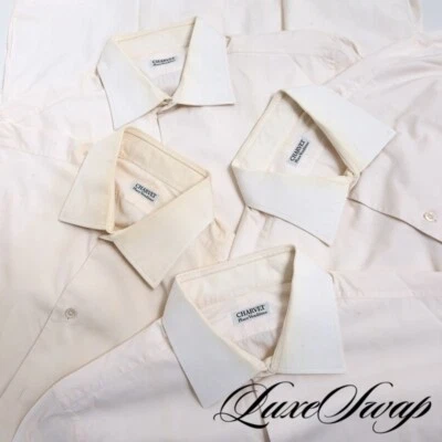 £9.46 • Buy LOT X4 Charvet Made In France Bespoke White Off White French Cuff Dress Shirt NR