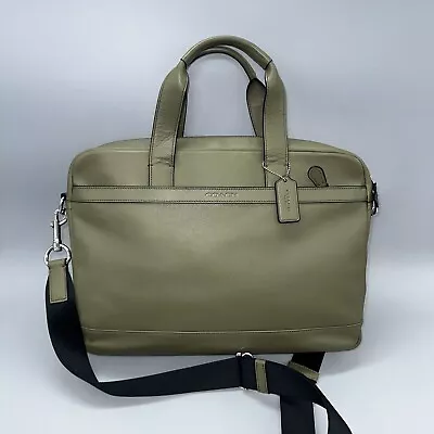 Coach Hudson Surplus Green Smooth Leather Briefcase Bag F71561 • $123