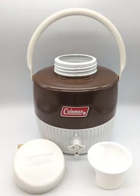 $28.94 • Buy Vintage Coleman 1-Gallon Brown & White Water Cooler Jug W/Cup 1979