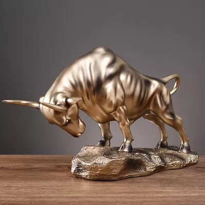 Resin Golden Bull Statue 8.3 Inch High Wall Street Bull StatueGood Luck Symbol • $35.88