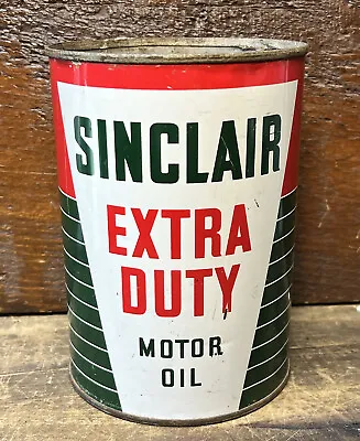 $45 • Buy Vtg 1950s Sinclair Extra Duty Motor Oil 1 Quart Oil Can Tin Dino Gas & Oil