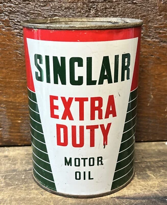 $45 • Buy Vtg 1950s Sinclair Extra Duty Motor Oil 1 Quart Oil Can Tin Dino Gas & Oil