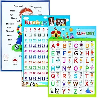 3 Pieces Educational Poster Laminated Wall Learning Chart Number And Alphabet • £10.71