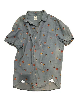 $18 • Buy Vintage Disney Store Lion King Chambray Button Up Shirt Mens XL