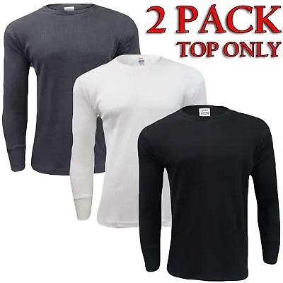 2 Pack Mens Thermal Top Long Sleeves Vest Full Winter Warm Shirts Long Johns • £9.49