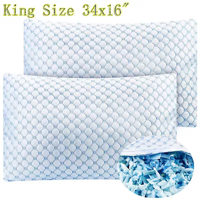 2 Packs King Size Cooling Memory Foam Pillow Ice Silk & Gel Infused Cool Pillows • $53.36