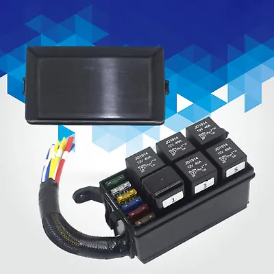 Universal 12V 6 Way Fuse & Relay Box W/ Pre-Wires Waterproof For Car Trucks Boat • $28.04