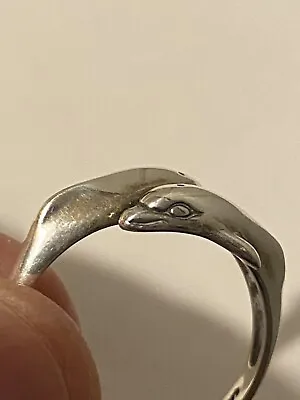 Vintage Kabana Sterling Silver Double DOLPHIN Figural Ring Size 9 NICE! • $18.96