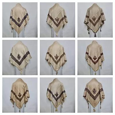 Men's Beige Arab Head Scarf Wrap Kashmiri Shawl Keffiyeh Yashmagh • £18.99