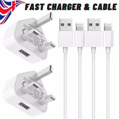 USB UK Mains Wall Plug CE Charger Adapter & Cable Lead For Iphone Samsung Tablet • £3.45