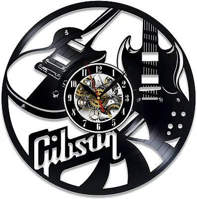 Gibson Guitar Music Wall Clock Records Decor Gift Christmas Birthday Holiday Art • $13.99
