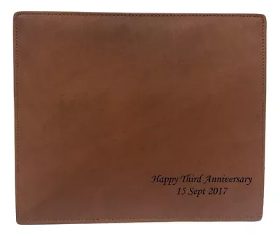 Third Anniversary Gift Leather Mouse Mat Personalised With Message & Gift Box • £29.99