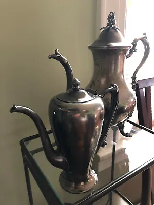 Two Vintage Old Metal Decorative Coffee/Tea Pots • £41.80