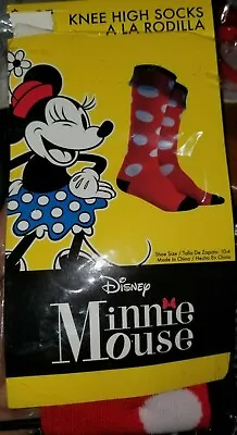 Disney Minnie Mouse Knee High Socks Size 10-4 Polka Dot W/Ruffles NIP • $9.99