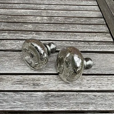 Pottery Barn Pewter Large Vintage Mercury Glass Finials 1.25” Set Of 2 Scuffed • $39.95