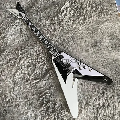 6 String Flying V Electric Guitar Black&White Michael Schenker Chrome Part HH • $286