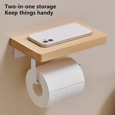 Toilet Paper Holder Home Washing Room Toilet Solid Wood Tissue Storage Rack • $26.16