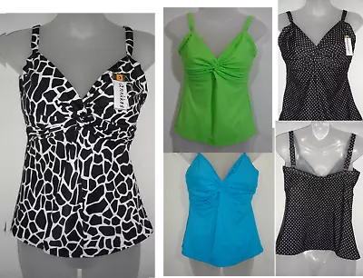 NWT Women's Miraclesuit Knot Front Vneck R Tankini Swim Top 5 Colors Size 8-20W • $47.99
