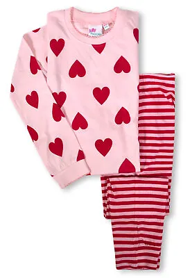 £11.99 • Buy Girls Pyjama Set New Kids Heart Print Cotton Long Sleeved PJs Ages 2-13 Years