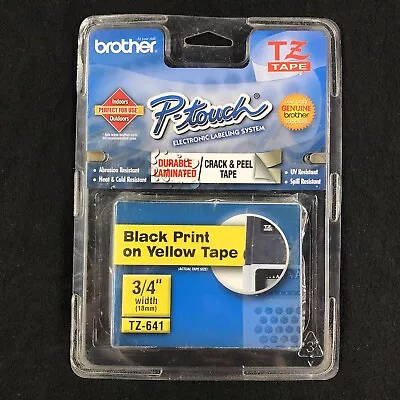 Brother P-Touch TZ Tape 3/4  Width TZ-641 Black Print Yellow Tape • $5.69