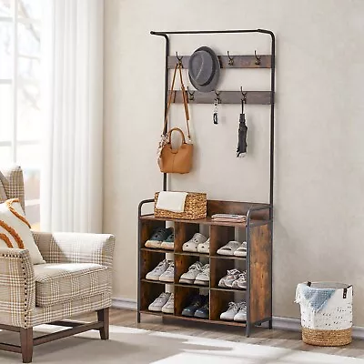 Hall Tree Entryway Furniture Coat Rack Shoe Storage Cubbies Mudroom Hallway • $99.99