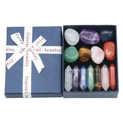 14Pcs Reiki Healing Crystals Kit W/ Gift Box Natural Crystal Quartz Point NEW • £7.19