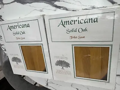 2 Americana SOLID OAK Standard Toilet Solid Seats Brass Fitting Hinges Rustproof • $109.95