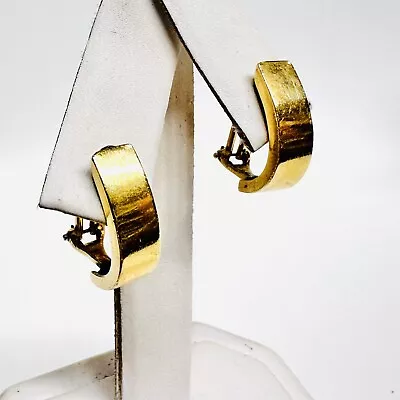 Vintage 14k Yellow Gold Half Hoop Bar Pierced Omega Back Earrings • $799.95