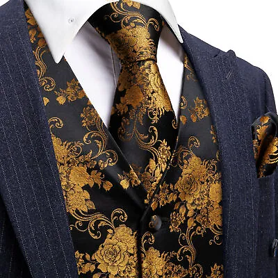 NEW Men's Paisley Design Dress Vest And Neck Tie Hankie Set For Suit Or Tuxedo • $18.99