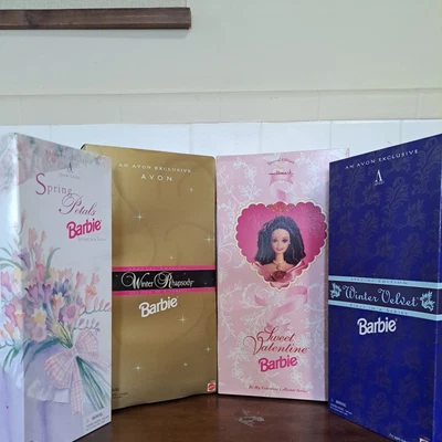 $44.99 • Buy Hallmark & Avon Barbie Lot Of 4 Winter Rhapsody & Velvet Spring Petals Sweet Val