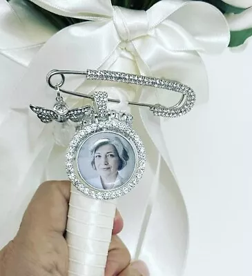 Custom Wedding Photo Memory Charm - Bride Bouquet - Crystal Angel Charm • £13.95