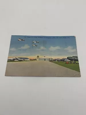 Vtg Lithograph Huge US Army Bombers And Hangars At Mac Dill Field Tampa FL 1942 • $17.44