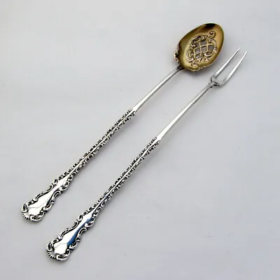 $200 • Buy Louis XV Olive Spoon Fork Set Whiting Sterling Silver Pat 1891