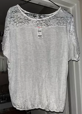 Nwt Tilly's Full Tilt Extra Large Xl Heathered Cream Lace Collar Shirt Top New • £12.16