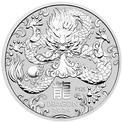 5 Oz 9999 Silver Lunar Year Of The Dragon 2024 Perth Mint Bullion Coin New • $506.91