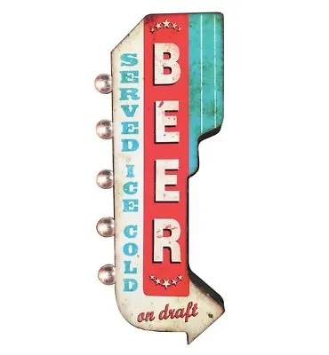 BEER Ice Cold On Draft Double Sided Metal Sign W/ LED Lights Craft Bar Man Cave • $65